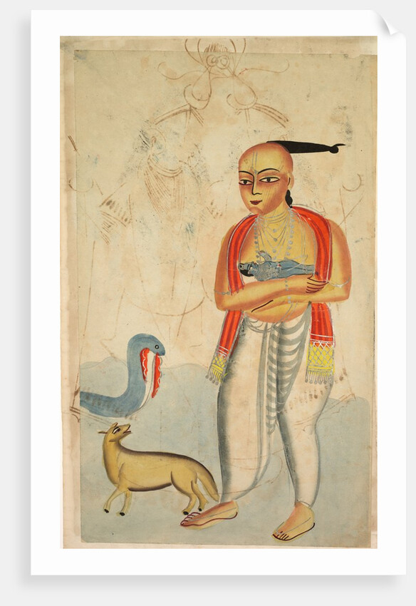 Vasudeva Fleeing with Krishna Encounters a Cobra and a Jackal, 1800s by Unknown