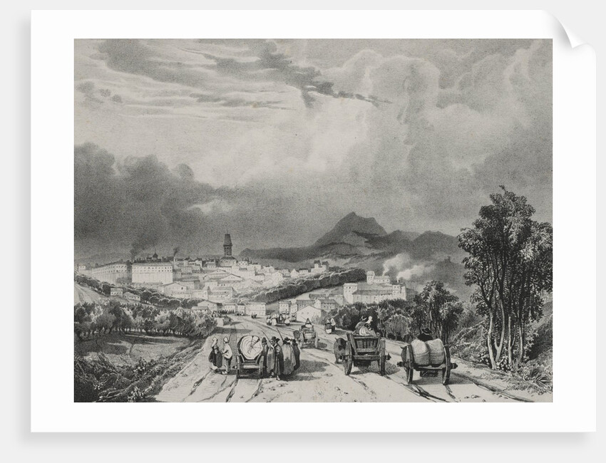 Vue generale de Riom, Auvergne, 1829 by Adrien Dauzats