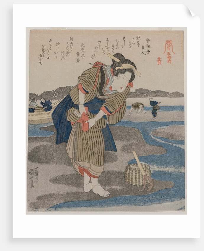 Woman Fastening her Skirts; from the series Five Pictures of Low Tide, late 1820s by Utagawa Kuniyoshi