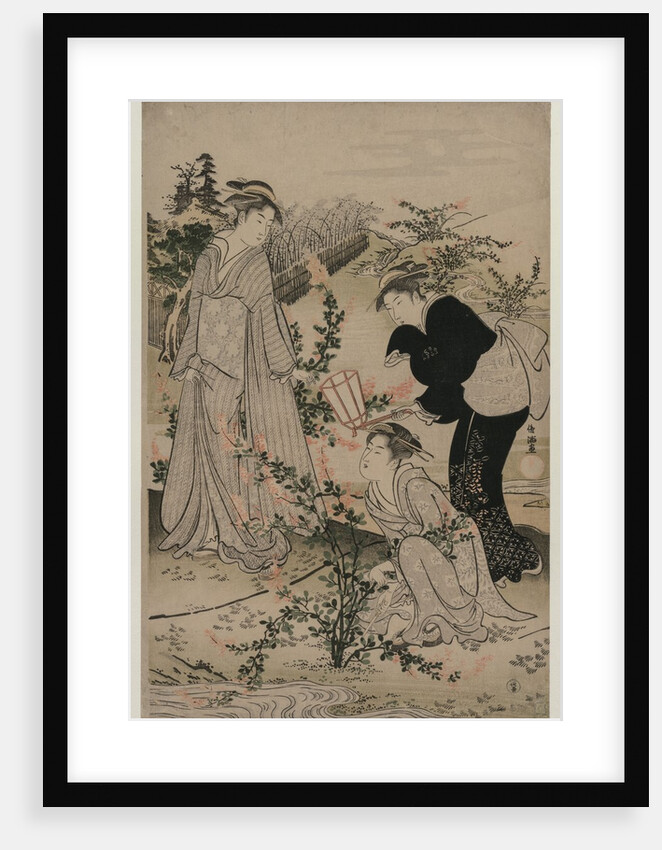 Women Cutting Branches of Bush Clover; The Noji Tama River in Omi Province …, late 1780s by Kubo Shunman