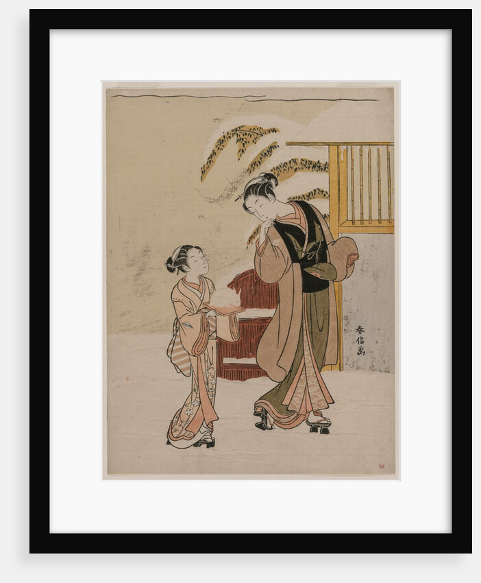 Young Woman Admiring a Snow Rabbit, late 1760s by Suzuki Harunobu