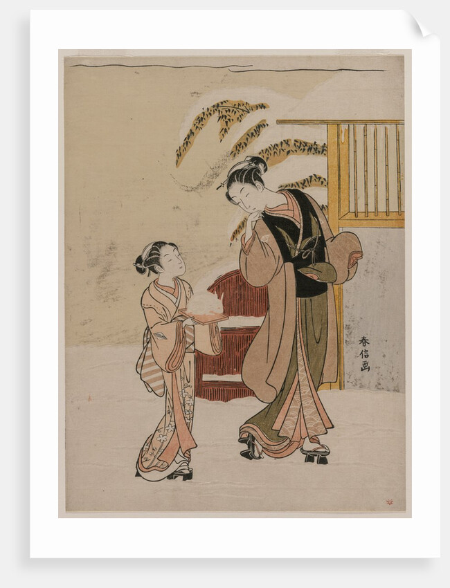Young Woman Admiring a Snow Rabbit, late 1760s by Suzuki Harunobu