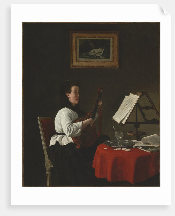 Young Woman with a Mandolin, Portrait of Louison Köhler, c. 1873-1874 by François Bonvin