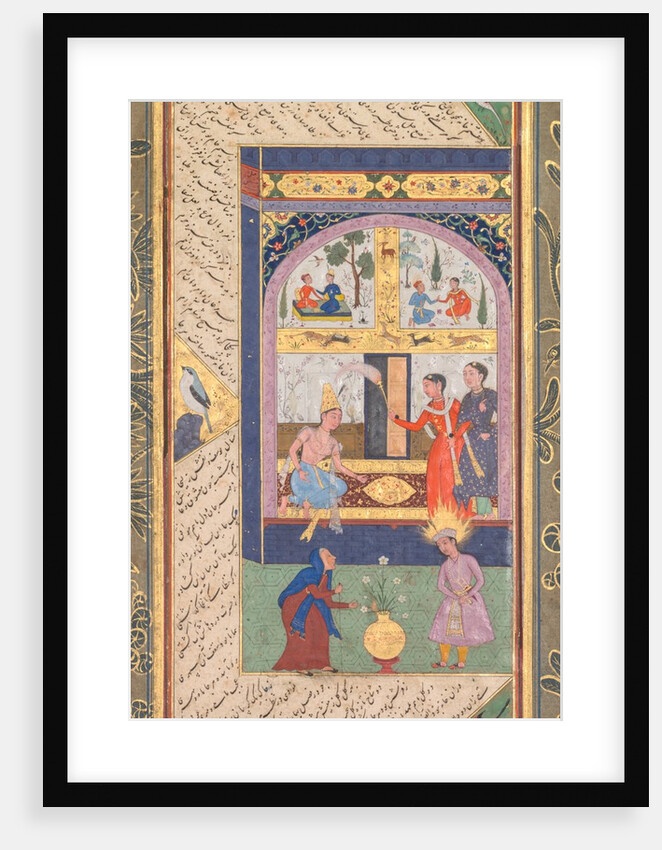 Zulaykha in her palace and as an old woman with Joseph, from a Panj Ganj…, 1603-1 by Mushfiq; others