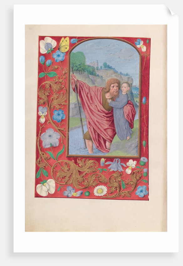 Hours of Queen Isabella the Catholic, Queen of Spain: Fol. 179v, St. Christopher, c. 1500 by Master of the First Prayerbook of Maximillian