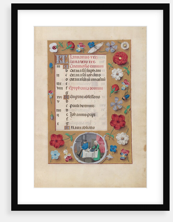 Hours of Queen Isabella the Catholic, Queen of Spain: Fol. 2r, January - Feast, c. 1500 by Master of the First Prayerbook of Maximillian