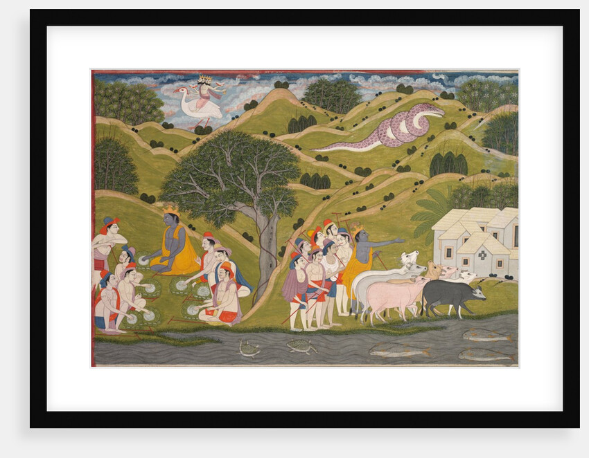 Krishna Returns with the Cowherds to Braj, from a Bhagavata Purana, c. 1830 by Unknown