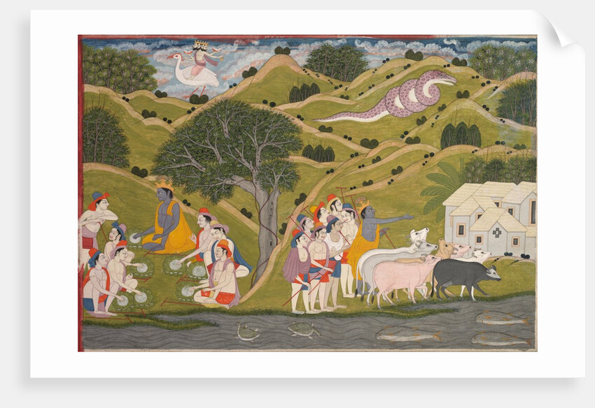 Krishna Returns with the Cowherds to Braj, from a Bhagavata Purana, c. 1830 by Unknown