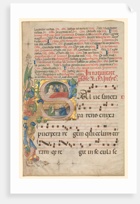 Leaf from a Gradual: Historiated Initial S[alve Sancta Parens]…, c. 1420-1450 by Unknown