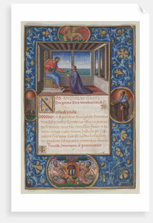 Leaf from a Commission: St. Mark Giving the Keys of Venice to Francesco de Priuli, c. 1523-1524 by Benedetto Bordone