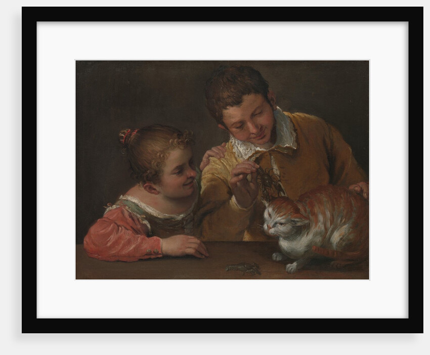 Two Children Teasing a Cat by Annibale Carracci