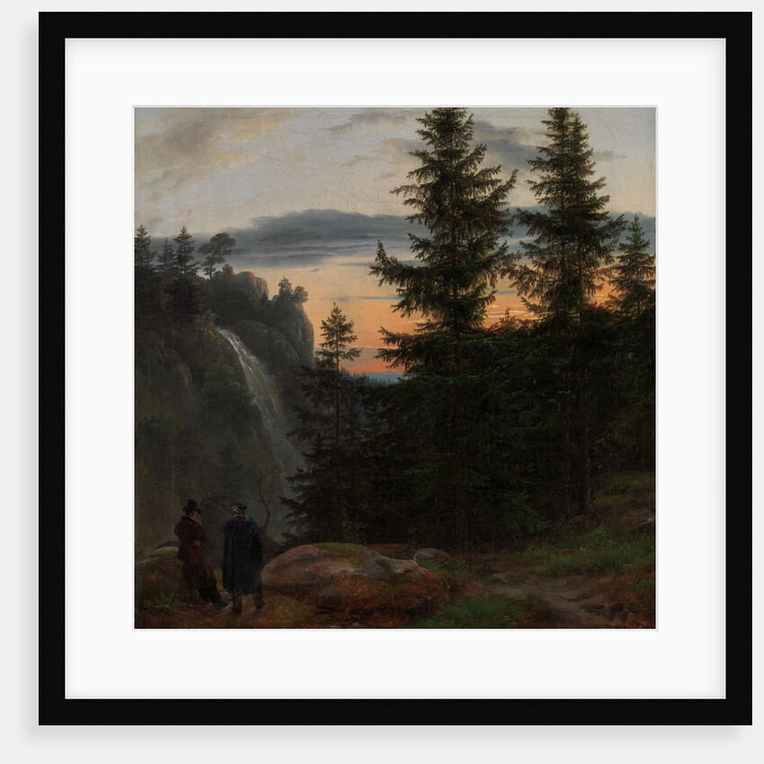 Two Men before a Waterfall at Sunset, 1823 by Johan Christian Dahl