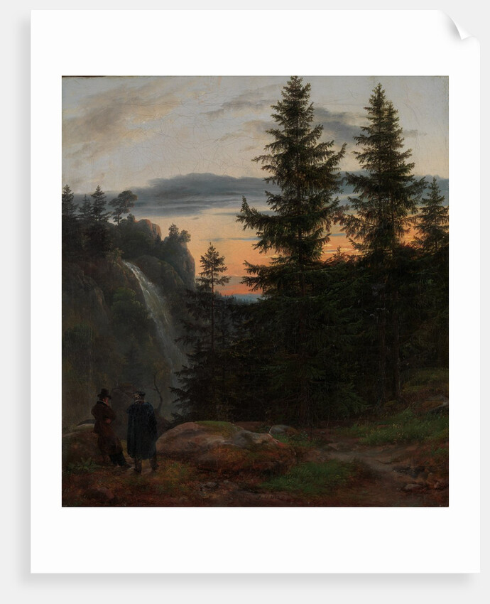 Two Men before a Waterfall at Sunset, 1823 by Johan Christian Dahl