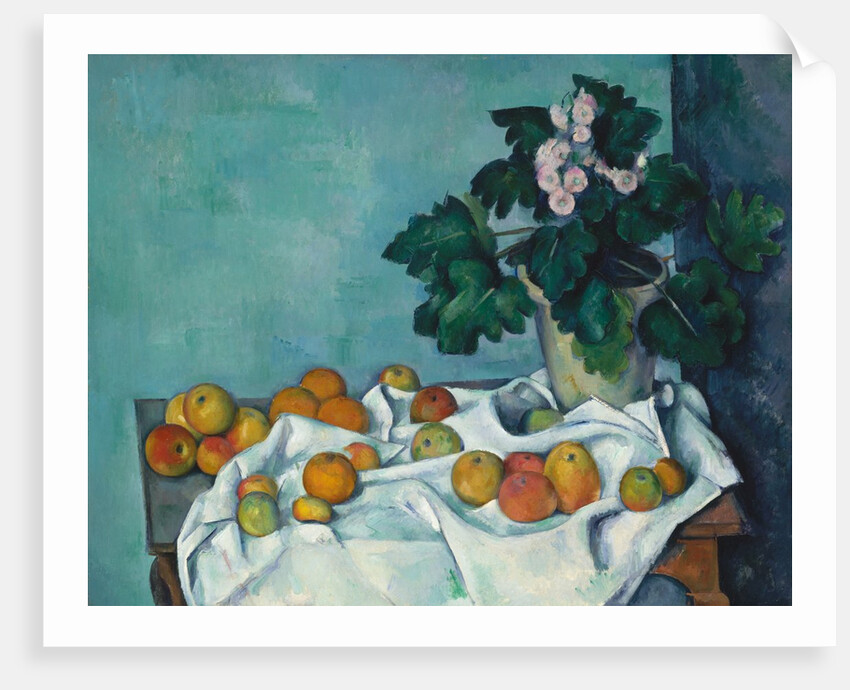 Still Life with Apples and a Pot of Primroses, ca. 1890 by Paul Cezanne