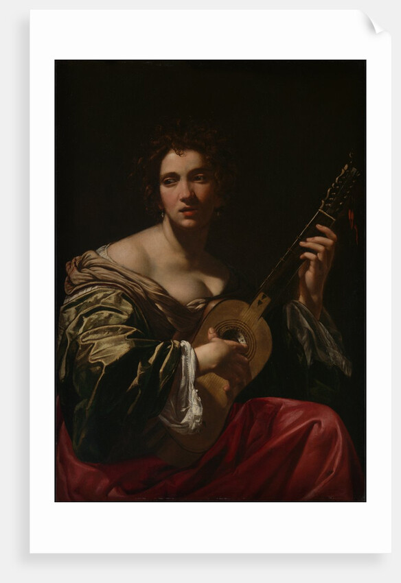 Woman Playing a Guitar, ca. 1618 by Simon Vouet