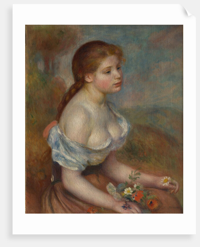 A Young Girl with Daisies, 1889 by Pierre-Auguste Renoir