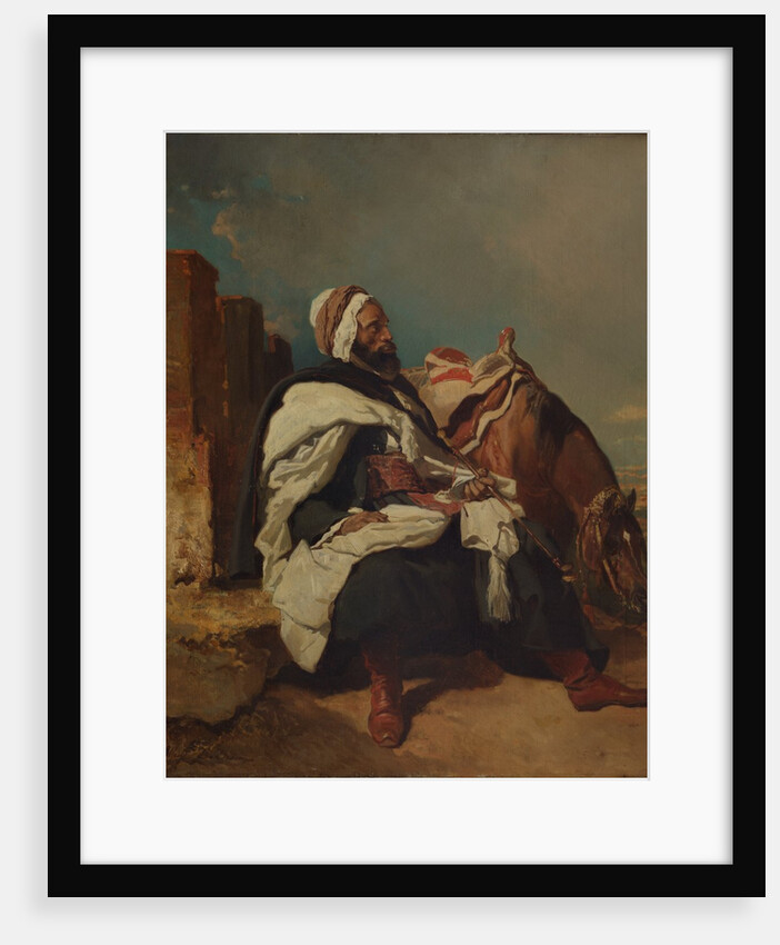 Seated Arab Man with Horse, possibly ca. 1850-58 by Alfred Dedreux