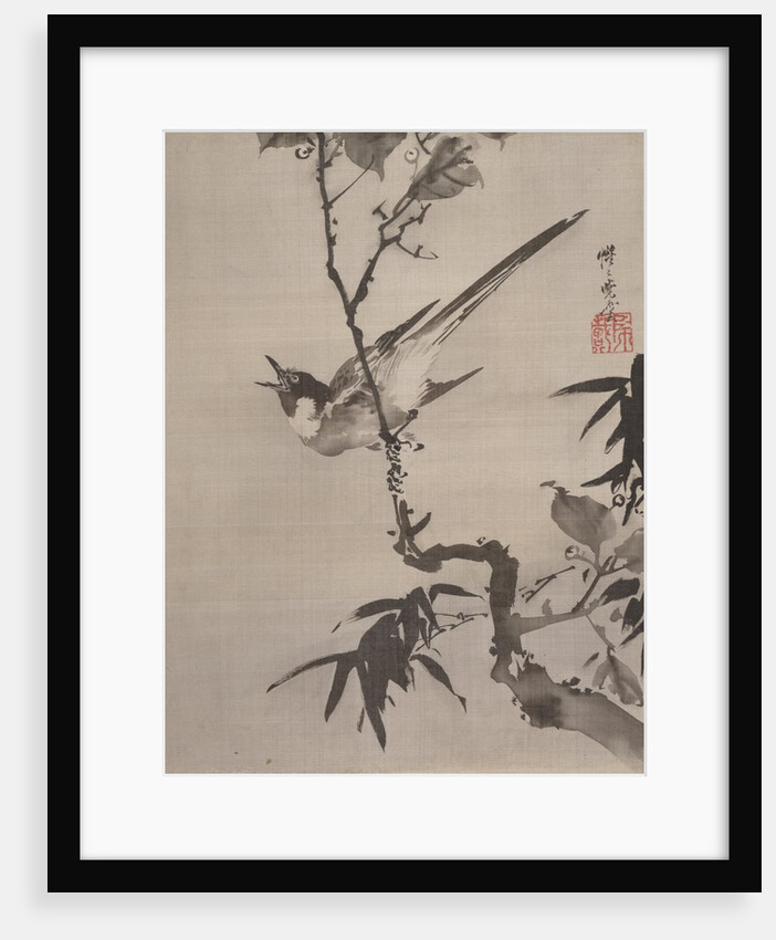 Singing Bird on a Branch, ca. 1887 by Kawanabe Kyosai