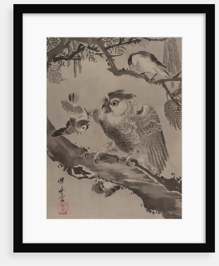 Owl Mocked by Small Birds, ca. 1887 by Kawanabe Kyosai