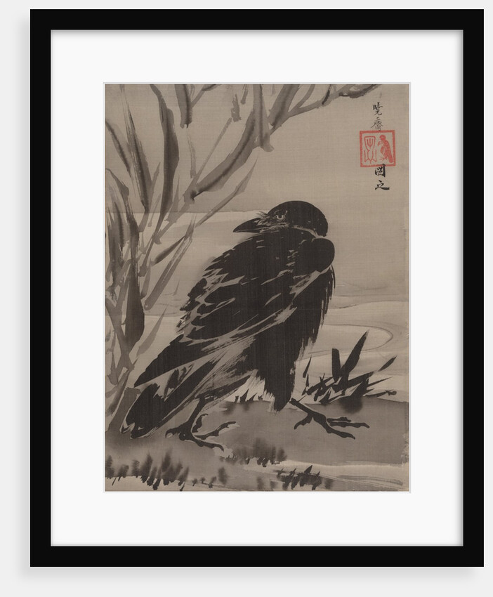 Crow and Reeds by a Stream, ca. 1887 by Kawanabe Kyosai