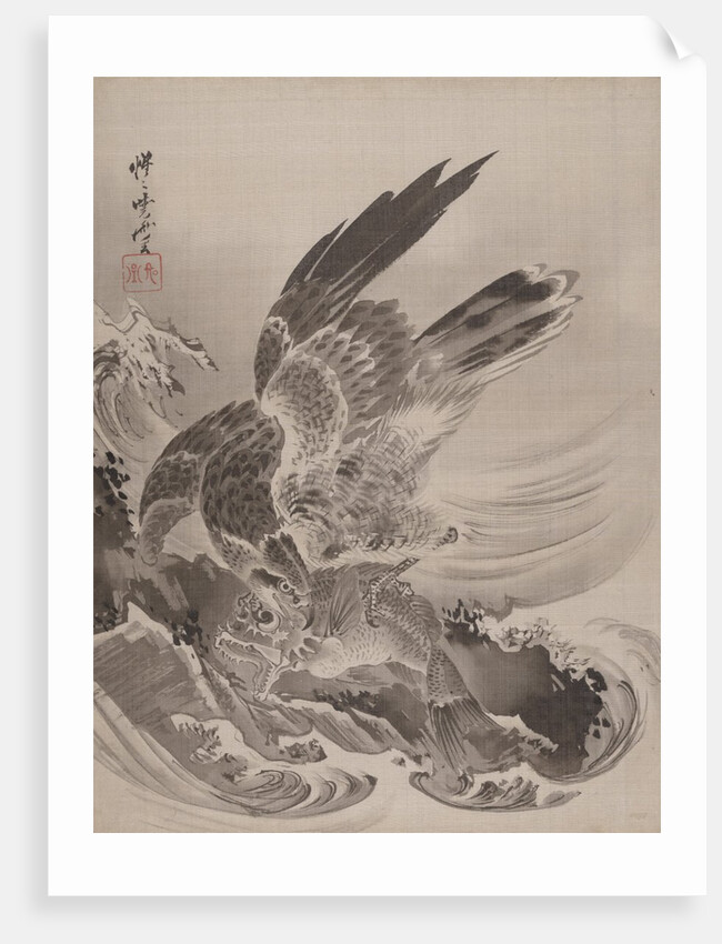 Eagle Attacking Fish, ca. 1887 by Kawanabe Kyosai