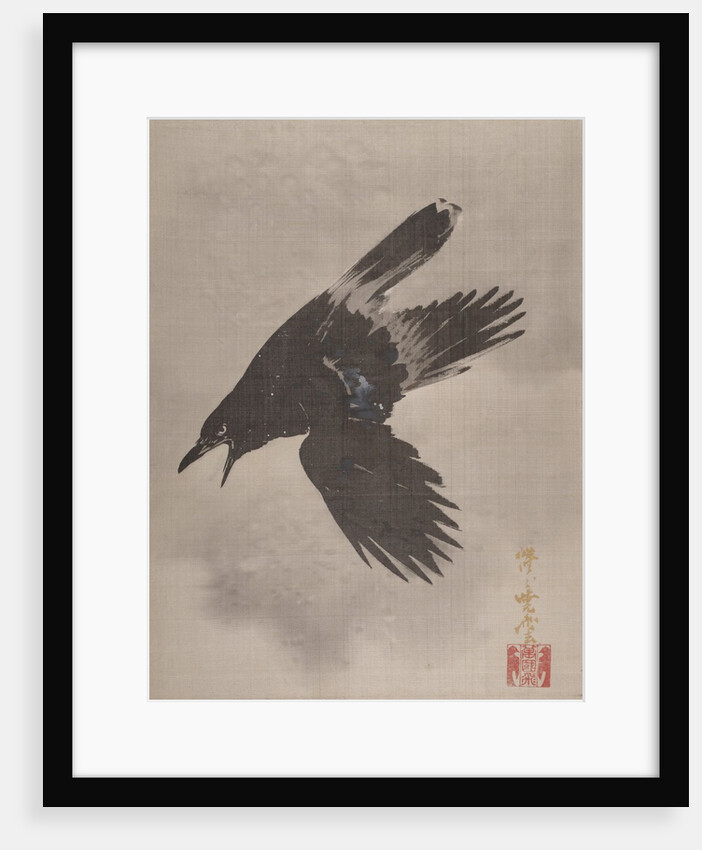 Crow Flying in the Snow, ca. 1887 by Kawanabe Kyosai