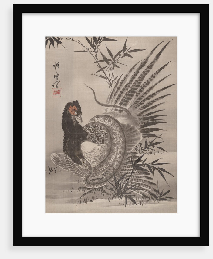 Pheasant Caught by a Snake, ca. 1887 by Kawanabe Kyosai