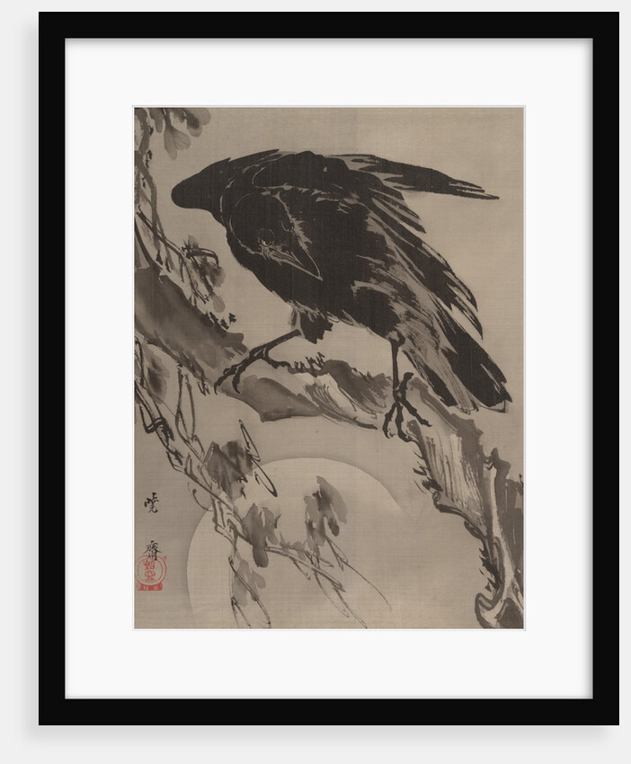 Crow and the Moon, ca. 1887 by Kawanabe Kyosai