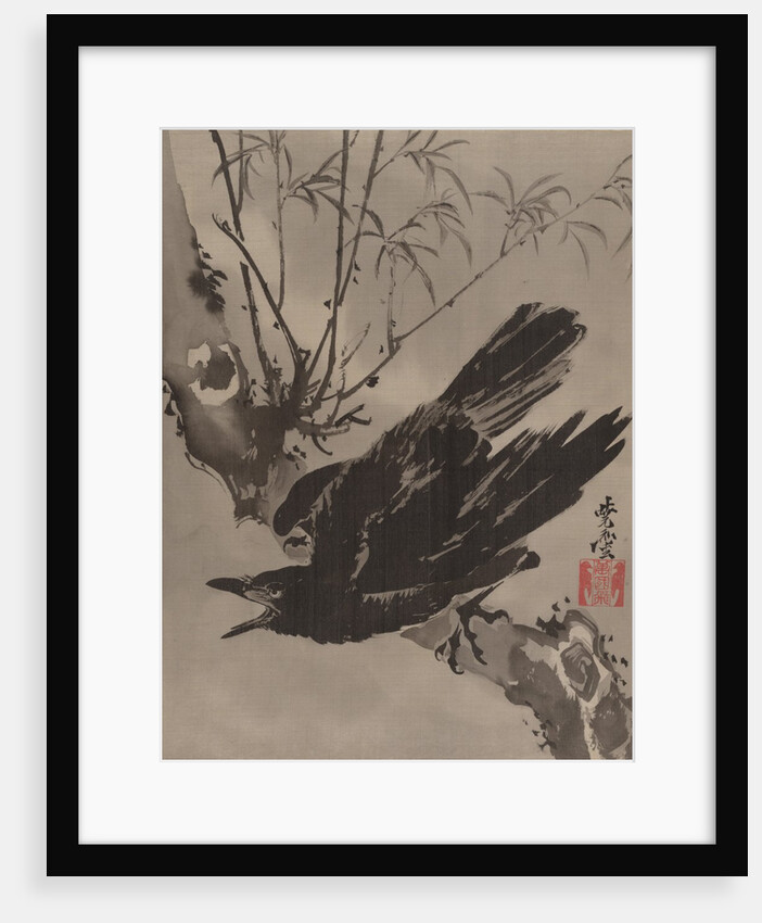 Crow on a Branch, ca. 1887 by Kawanabe Kyosai