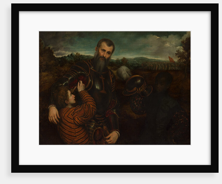 Portrait of a Man in Armor with Two Pages by Paris Bordone