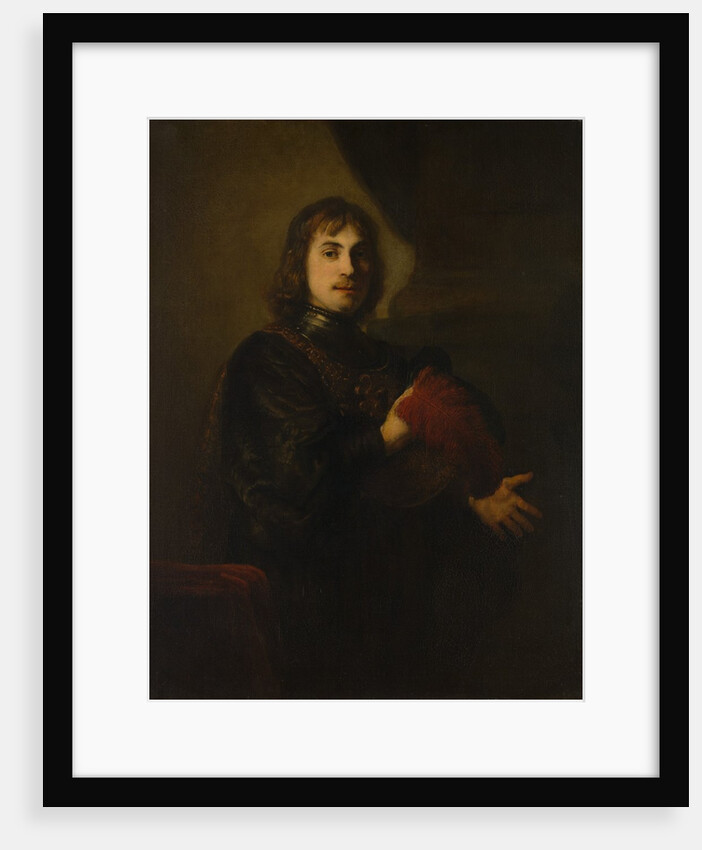 Portrait of a Man with a Breastplate and Plumed Hat by Style of Rembrandt
