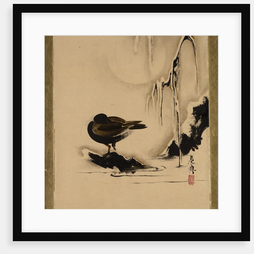 Lacquer Paintings of Various Subjects: Bird and Willow in Snow, 1882 by Shibata Zeshin