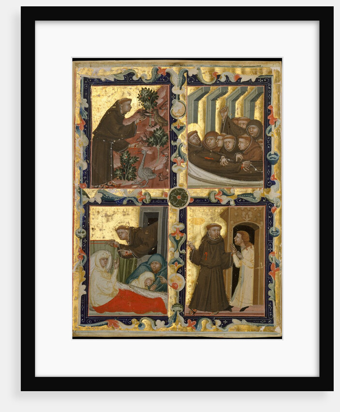 Manuscript Leaf with Scenes from the Life of Saint Francis of Assisi, ca. 1320-42 by Unknown