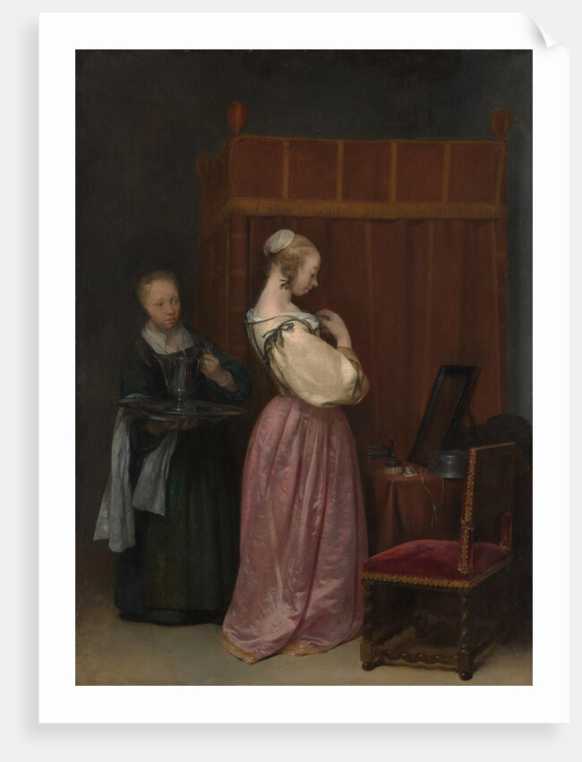 A Young Woman at Her Toilet with a Maid, ca. 1650-51 by Gerard Terborch II