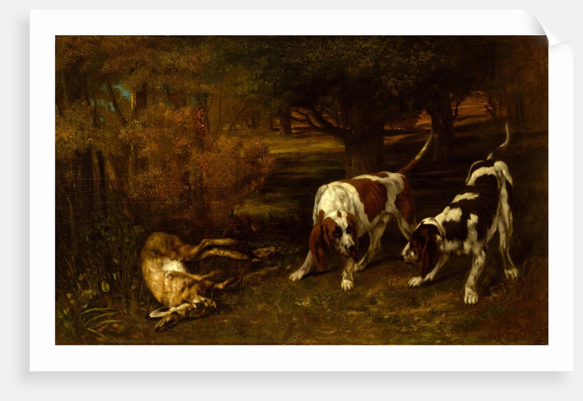 Hunting Dogs with Dead Hare, 1857 by Gustave Courbet