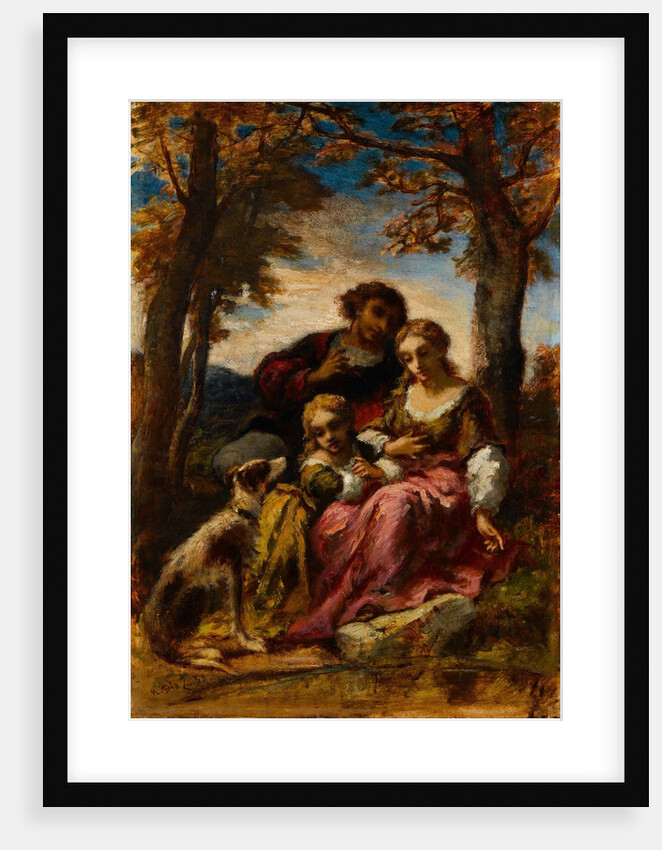 Figures and a Dog in a Landscape, 1852 by Narcisse Virgile Diaz de la Pena