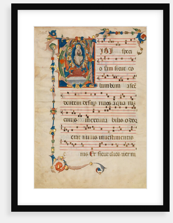 Manuscript Leaf with the Assumption of the Virgin in an Initial V, from an Antiphonary, ca. 1340 by Niccolò di ser Sozzo