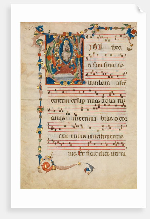 Manuscript Leaf with the Assumption of the Virgin in an Initial V, from an Antiphonary, ca. 1340 by Niccolò di ser Sozzo
