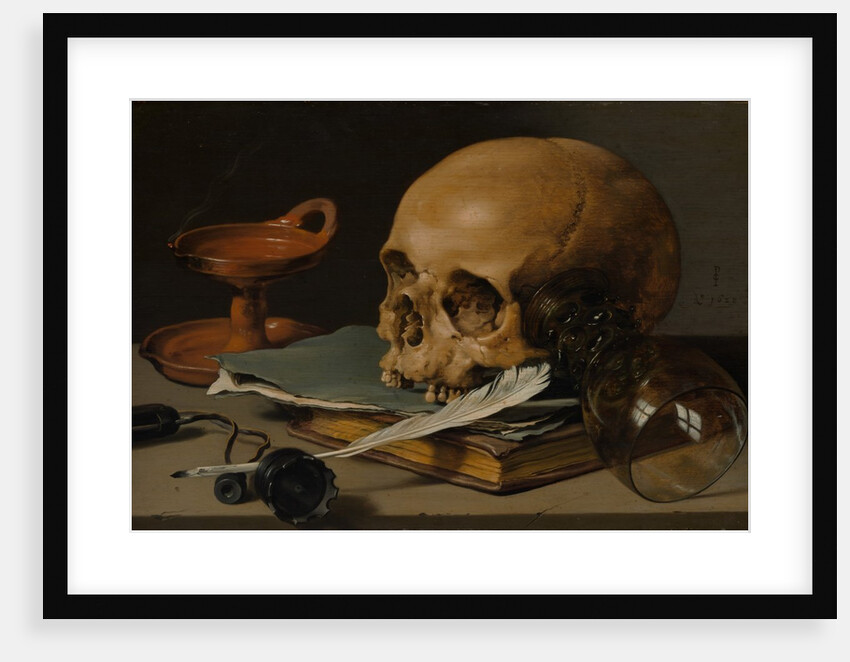 Still Life with a Skull and a Writing Quill, 1628 by Pieter Claesz