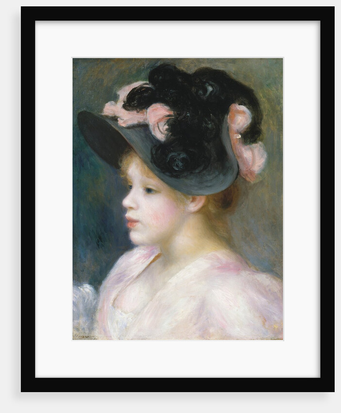 Young Girl in a Pink-and-Black Hat, ca. 1891 by Pierre-Auguste Renoir