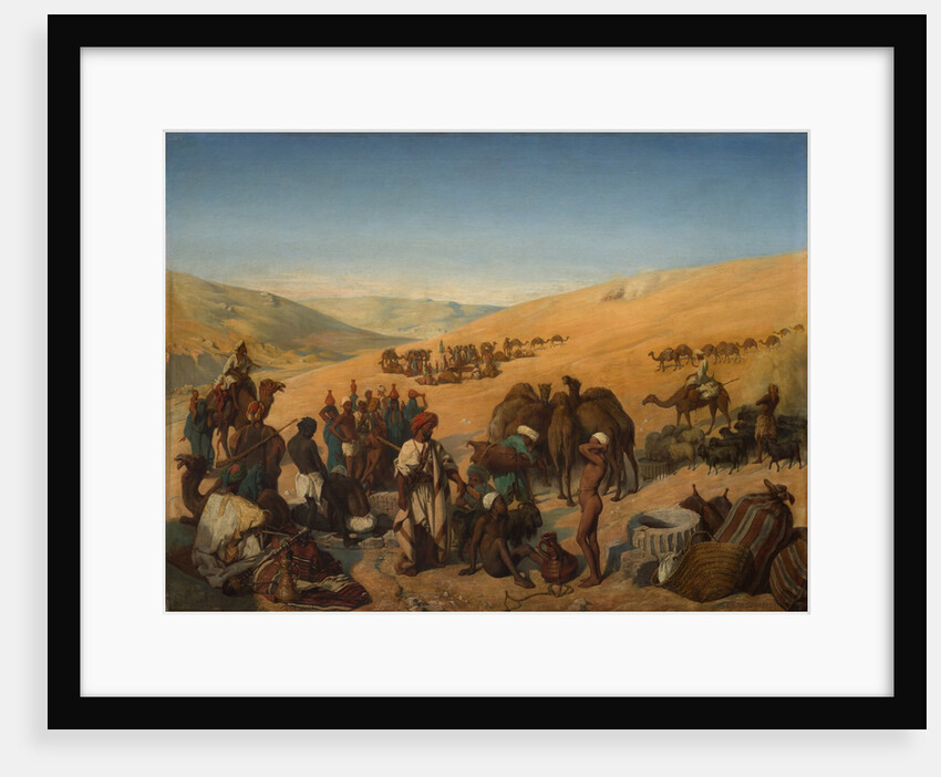 Halt of Caravans at the Wells of Saba in the Desert South of Hebron, 1850 by Charles-Louis-Frédy de Coubertin