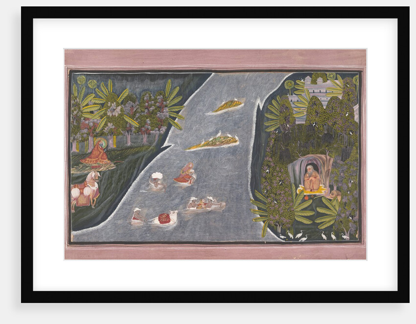 Radha Crosses a River to Interview a Hindu Sage, ca. 1820 by Chokha
