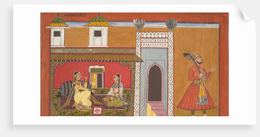 A Courtesan and Her Lover Estranged by a Quarrel: Page from a Rasamanjari series,1694-95 by Devidasa of Nurpur