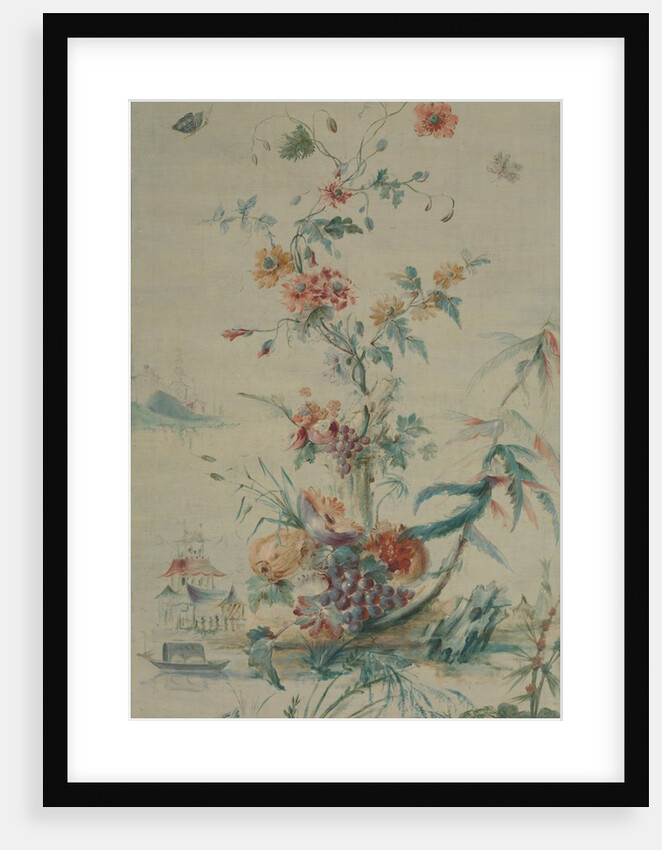 Flowers and Chinoiserie, 18th century by French Painter