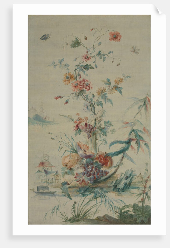 Flowers and Chinoiserie, 18th century by French Painter
