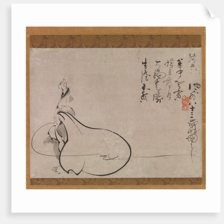 Hotei Pointing at the Moon, 1650 by Fugai Ekun