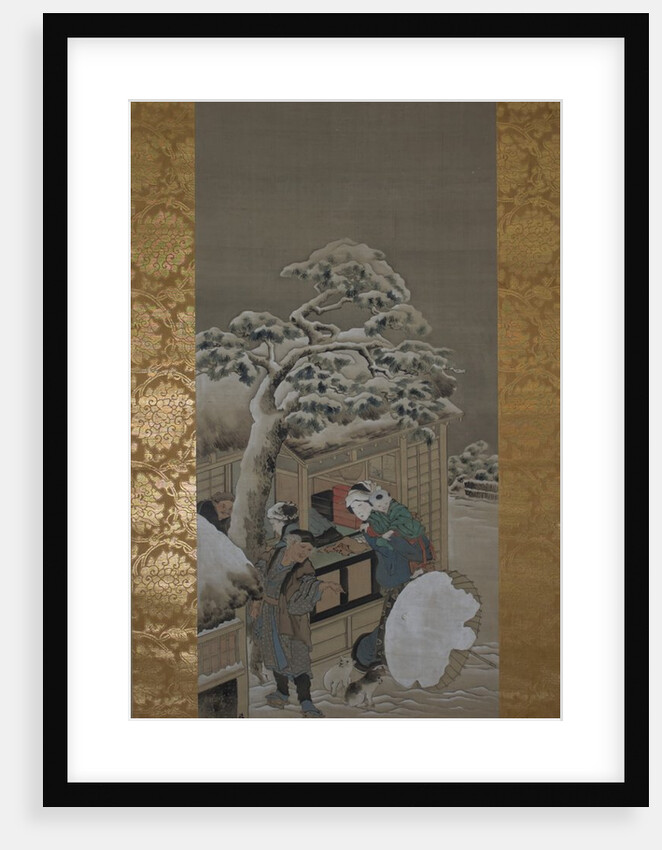 In Front of a Shop, dated 1780 by Hokusai