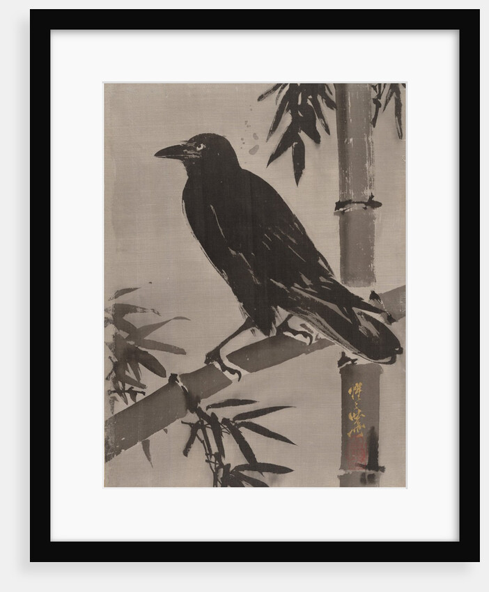 Crow on a Bamboo Branch, ca. 1887 by Kawanabe Kyosai
