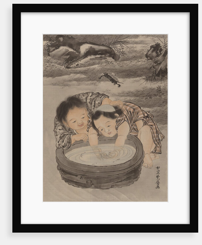 Two Children Playing with Goldfish, ca. 1887 by Kawanabe Kyosai