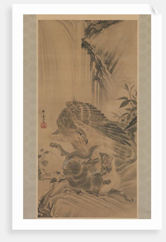 Eagle Attacking a Mountain Lion, 1885 by Kawanabe Kyosai